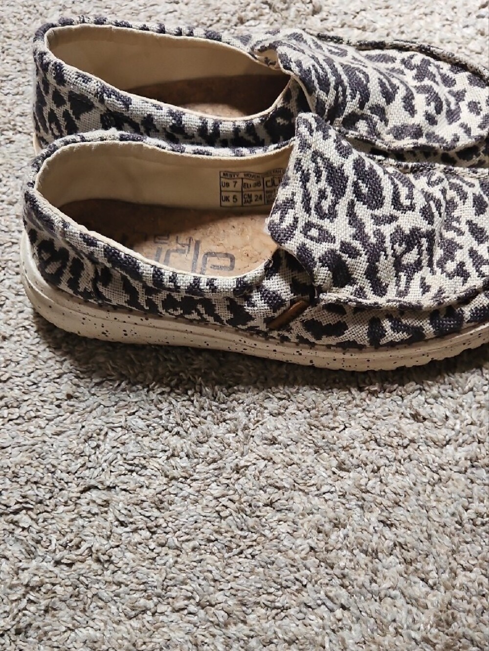 Hey Dude Women's Leopard Print Slip-On Flats - Black & Cream - Picture 4 of 7